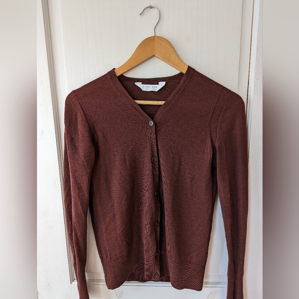 Everlane Maroon Wool Cardigan